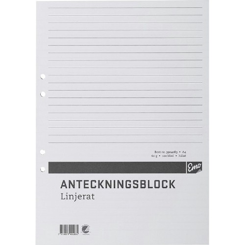 Anteckningsblock EMO hålat