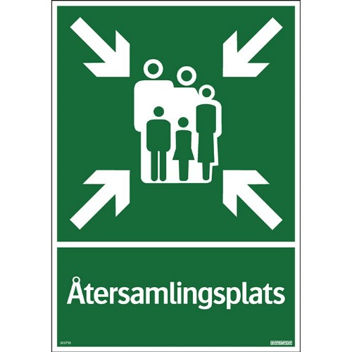 Skylt återsamlingsplats