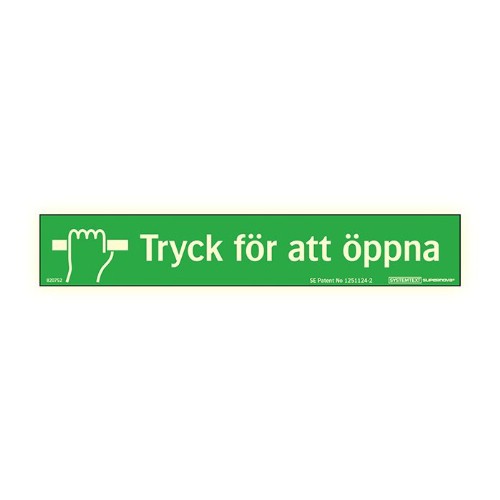 Skylt tryck för att öppna Supernova färgefterlysande självhäftande